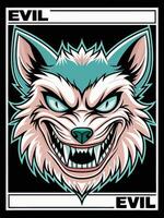 evil wolf tshirt design vector