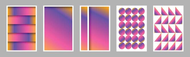 Abstract geometric poster design set. Colorful gradient background. Vibrant modern banner templates. vector