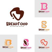 Set of Bread with B logo template, Creative Bread fast logo design concepts vector