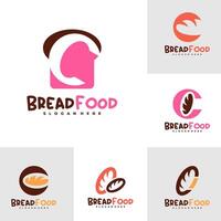 Set of Bread with C logo template, Creative Bread logo design concepts vector