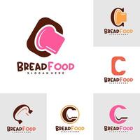 Set of Bread with C logo template, Creative Bread logo design concepts vector