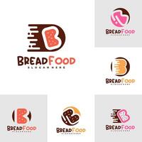 Set of Bread with B logo template, Creative Bread fast logo design concepts vector