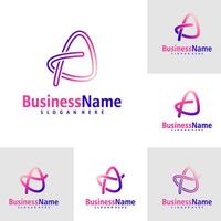 Set of Letter A logo design . Creative Initial A logo concepts template vector