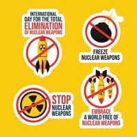Day for the Total Elimination of Nuclear Weapons Label Flat Cartoon Hand Drawn Templates Background Illustration vector