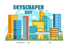 Skyscraper Day Illustration on September 3rd featuring City Infrastructure, Public Spaces, City Buildings, and Skyscrapers in a Flat Background vector