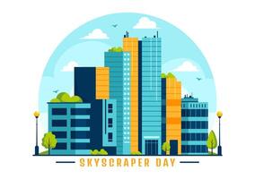 Skyscraper Day Illustration on September 3rd featuring City Infrastructure, Public Spaces, City Buildings, and Skyscrapers in a Flat Background vector