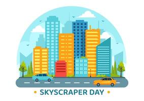 Skyscraper Day Illustration on September 3rd featuring City Infrastructure, Public Spaces, City Buildings, and Skyscrapers in a Flat Background vector