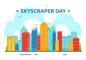 Skyscraper Day Illustration on September 3rd featuring City Infrastructure, Public Spaces, City Buildings, and Skyscrapers in a Flat Background vector