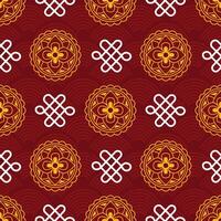 Mid Autumn Seamless Pattern Design with Decorative Elements in Hand Drawn Cartoon Flat Illustration Template vector