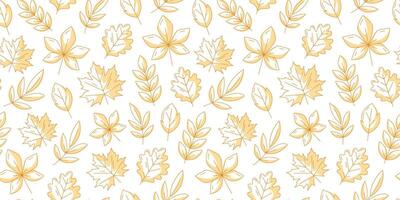 Monochrome orange autumn seamless pattern with maple, oak, chestnut, rowan, aspen leaves. Isolated background. Fall endless backdrop. For fabric, paper, textile, gift wrap, cover or wallpaper vector