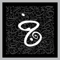 Arabic Calligraphy Alphabet letters or font in Kufic, Divani and Thuluth styles, Stylized islamic calligraphy elements black on White background, for all kinds of religious design vector