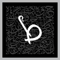 Arabic Calligraphy Alphabet letters or font in Kufic, Divani and Thuluth styles, Stylized islamic calligraphy elements black on White background, for all kinds of religious design vector