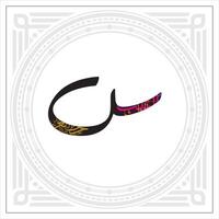 Arabic Calligraphy Alphabet letters or font in Kufic, Divani and Thuluth styles, Stylized islamic calligraphy elements black on White background, for all kinds of religious design vector
