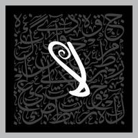 Arabic Calligraphy Alphabet letters or font in Kufic, Divani and Thuluth styles, Stylized islamic calligraphy elements black on White background, for all kinds of religious design vector
