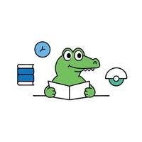Common Caiman alligator learns icon vector