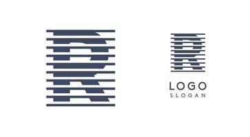 Abstract letter R logo with horizontal lines, logotype with striped effect for creative corporate branding, business identity, modern minimalist design. illustration. vector