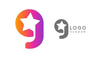Letter G with star, vibrant gradient colored logo for media, entertainment, technology, startup, social networking, communication, digital marketing industries. illustration vector