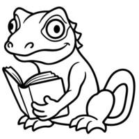 Crested Gecko reading icon vector