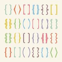 Shaded text brackets, colorful quotation box. Curly, square and corner parentheses. Vintage typographical symbol, calligraphic quote frame. Doodle, lettering element. illustration vector