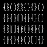 Text brackets collection, black quotation box. Curly, square and corner parentheses. Vintage typographical symbol, calligraphic quote frame. Doodle, lettering element. illustration vector