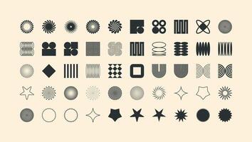 Brutalist geometric shapes, modern symbols. Simple primitive elements and forms. Retro design, trendy contemporary minimalist style, y2k. illustration vector