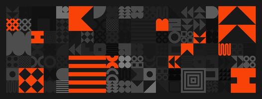Brutalist geometric shapes, gray and orange symbols. Simple primitive elements and forms. Retro design, trendy contemporary minimalist style. illustration vector