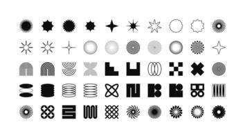 Brutalist geometric shapes, modern symbols. Simple primitive elements and forms. Retro design, trendy contemporary minimalist style, y2k. illustration vector
