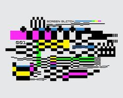 Screen glitch error chaothic grid pattern background layout texture poster t shirt design element print art editable vector