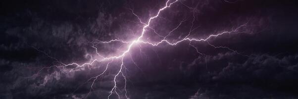Vivid Purple Lightning Bolt with Luminous Core and Spreading Tendrils photo