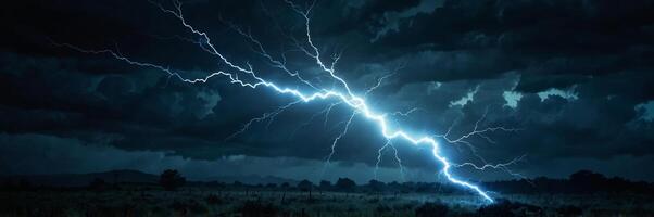 Dynamic Blue Lightning Bolt with Glowing Core and Jagged Tendrils photo