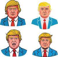 four different images of donald trump vector