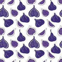 Figs. Seamless pattern with fig fruits. Cute illustration. vector