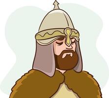 illustration of a medieval warrior with helmet and moustache. vector