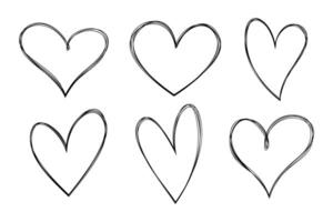 Set of heart shape outline and red heart spot. Beautiful love symbol set . vector