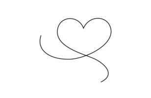 Continuous one line drawing of heart. Black single line art isolated on white background. Minimalist illustration of love concept. vector