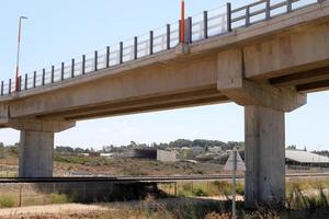Close-up of a bridge as an architectural detail of road construction in Israel. photo
