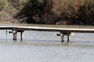 Close-up of a bridge as an architectural detail of road construction in Israel. photo