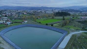 Artificial Lake in Farm Aerial View video