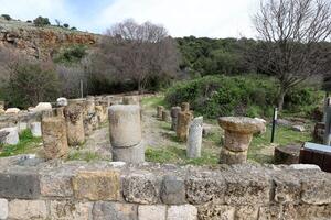 Banias Israel 05 02 2024 . Banias is an ancient temple and fortress of Pan and a nature reserve. photo