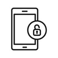 Mobile Unlock icon Black line art logo vector