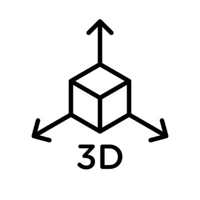 3D icon linear logo mark in black and white