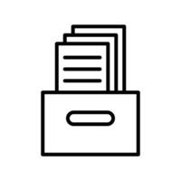 Archival box with documents icon linear logo mark in black and white vector