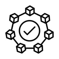 Blockchain technology icon linear logo mark in black and white vector
