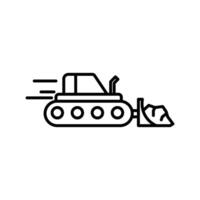 Bulldozer icon linear logo mark in black and white vector