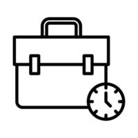 Briefcase with clock icon linear logo mark in black and white vector