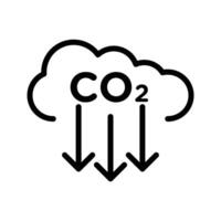 CO2 reduction icon linear logo mark in black and white vector