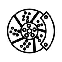 Car brake disk with caliper icon linear logo mark in black and white vector