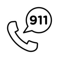 Call 911 phone number icon linear logo mark in black and white vector