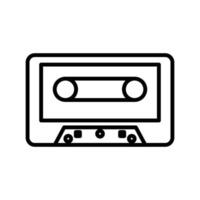 Cassette tape icon linear logo mark in black and white vector