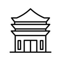 Chinese temple icon linear logo mark in black and white vector